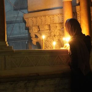 Praying at the Church of the Holy Seplucher